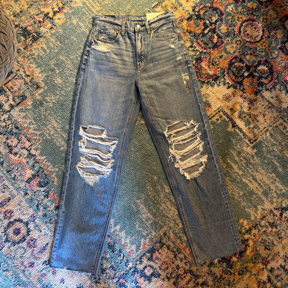 NWT! American Eagle AE Strigid Ripped Highest Waist Baggy Straight Jean - Picture 10 of 13